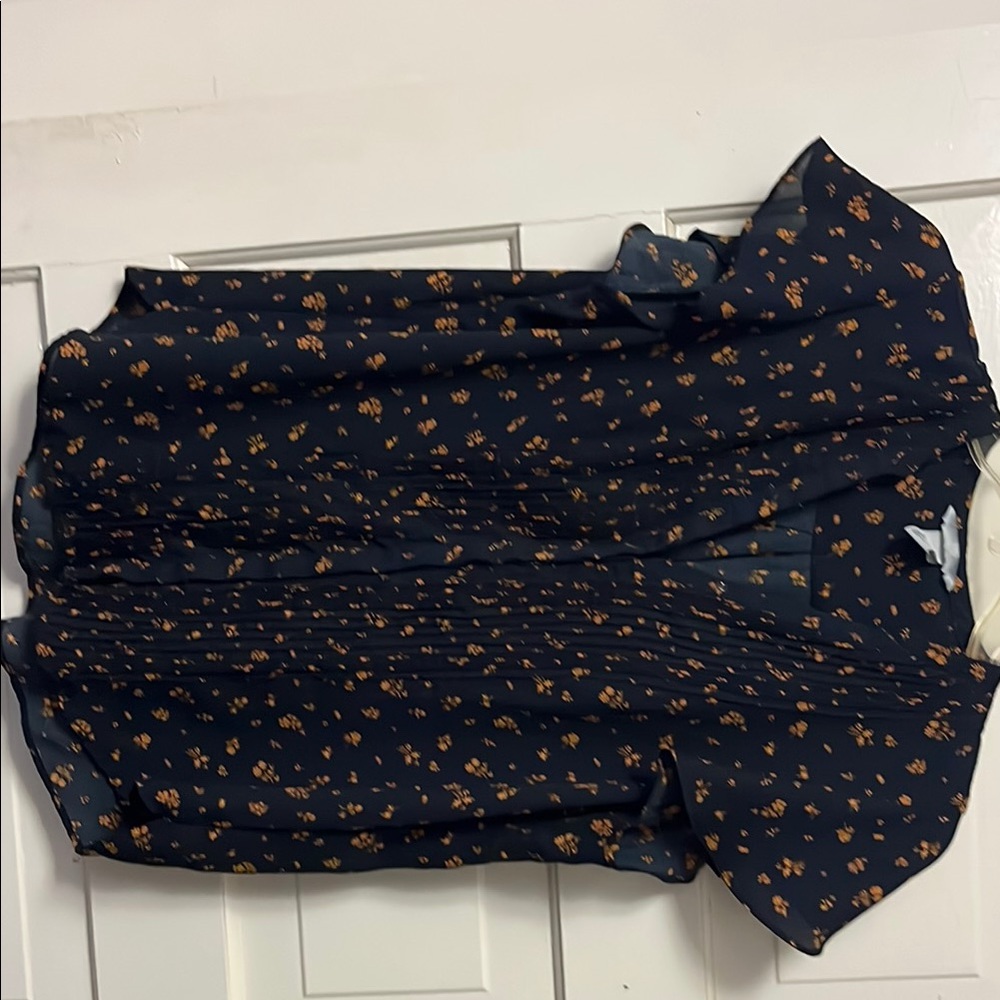 H&M Navy Blouse with Floral Pattern
